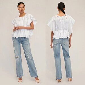 NWT Marissa Webb Lincoln Cotton Crew Neck Trapeze Top Women's White Size: XS